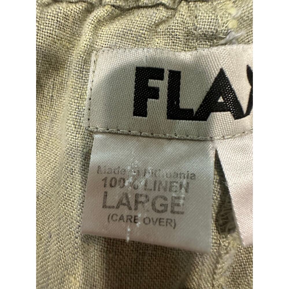FLAX Green Boho Lagenlook Coastal Grandma Wide Leg Linen Pants XL/2XL - Picture 8 of 9